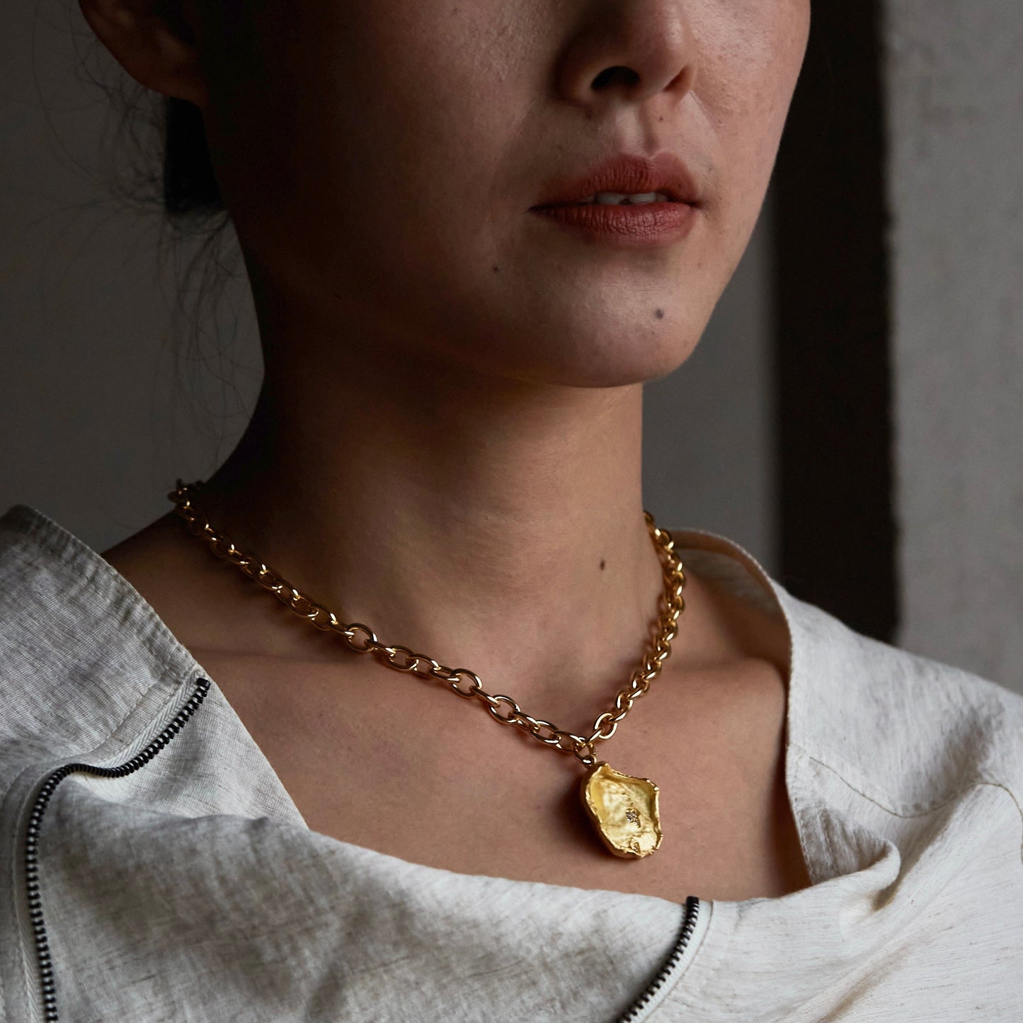 Dusty Petal - Gold Vermeil Thick-Chain Necklace