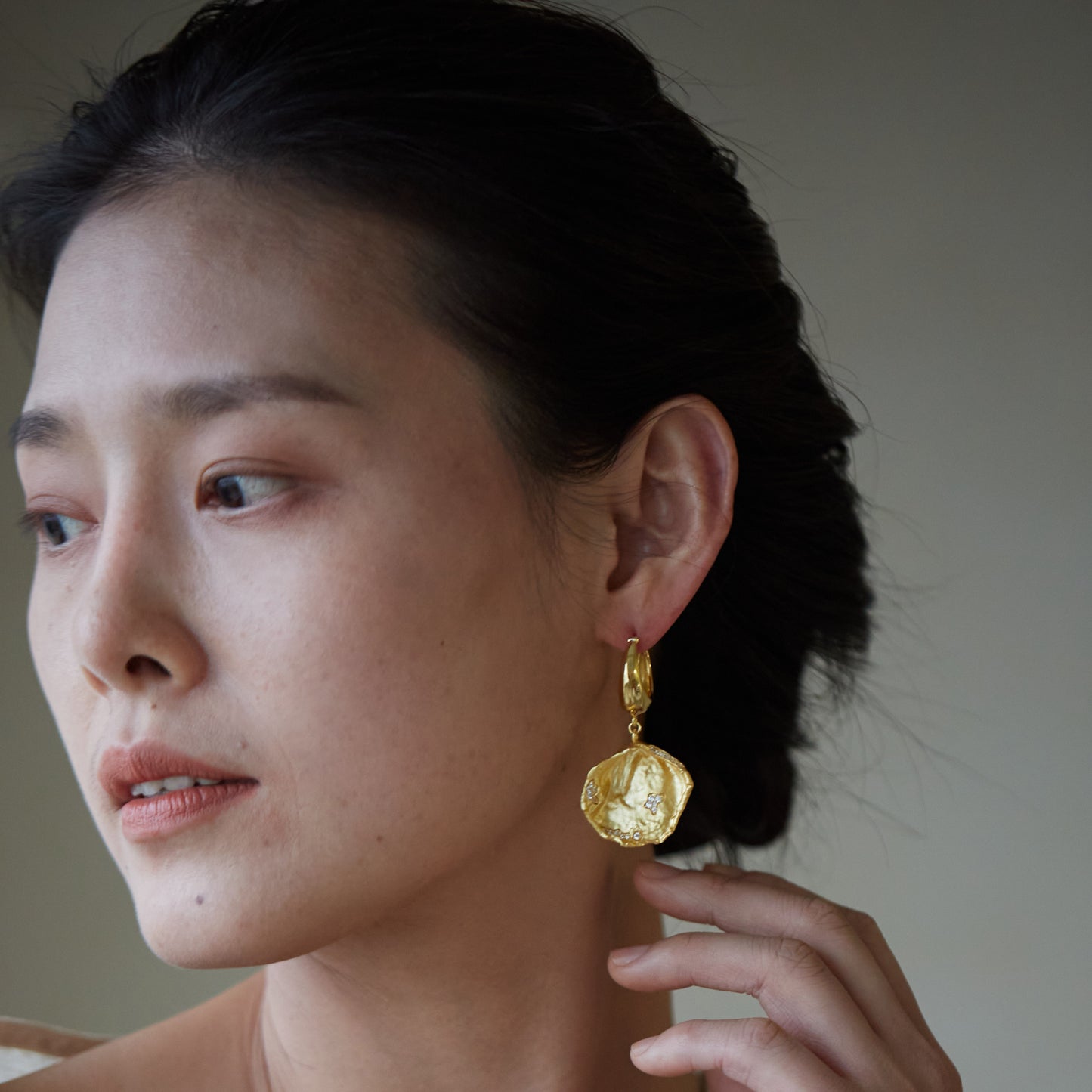 Dusty Petal - Gold Vermeil Ear-Drops / Pair