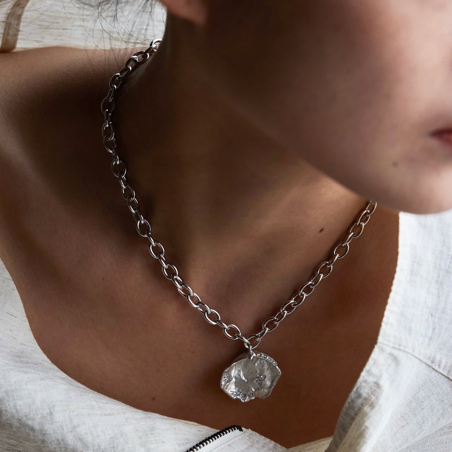 Dusty Petal - Gold Vermeil Thick-Chain Necklace