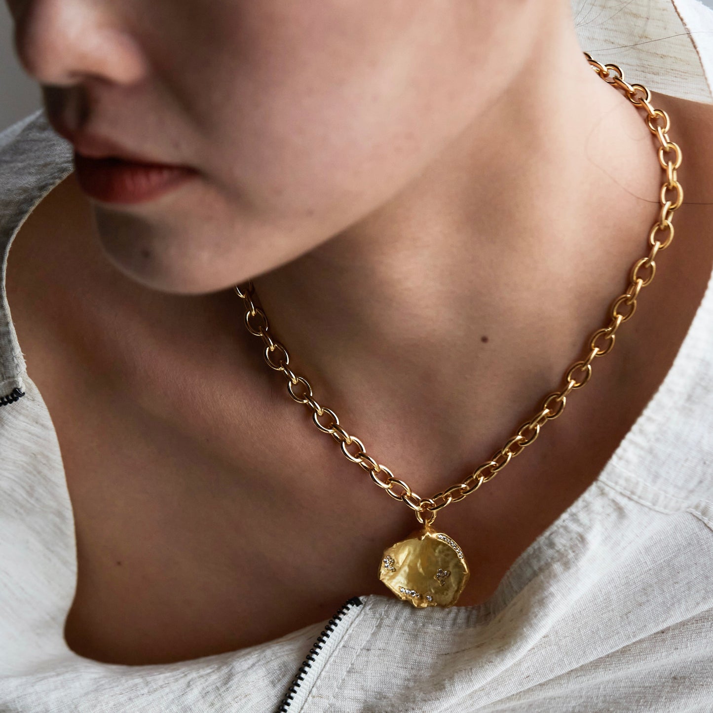 Dusty Petal - Gold Vermeil Thick-Chain Necklace