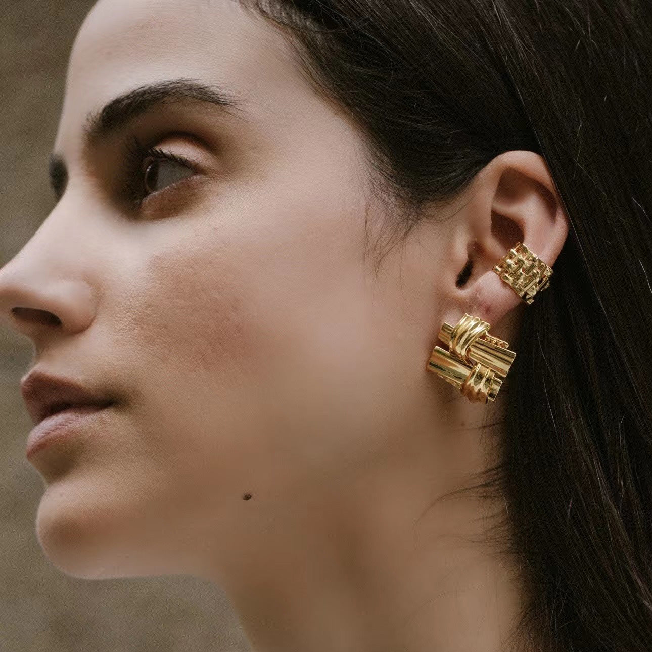 KNOT#2 Gold Vermeil Ear-stud / Pair