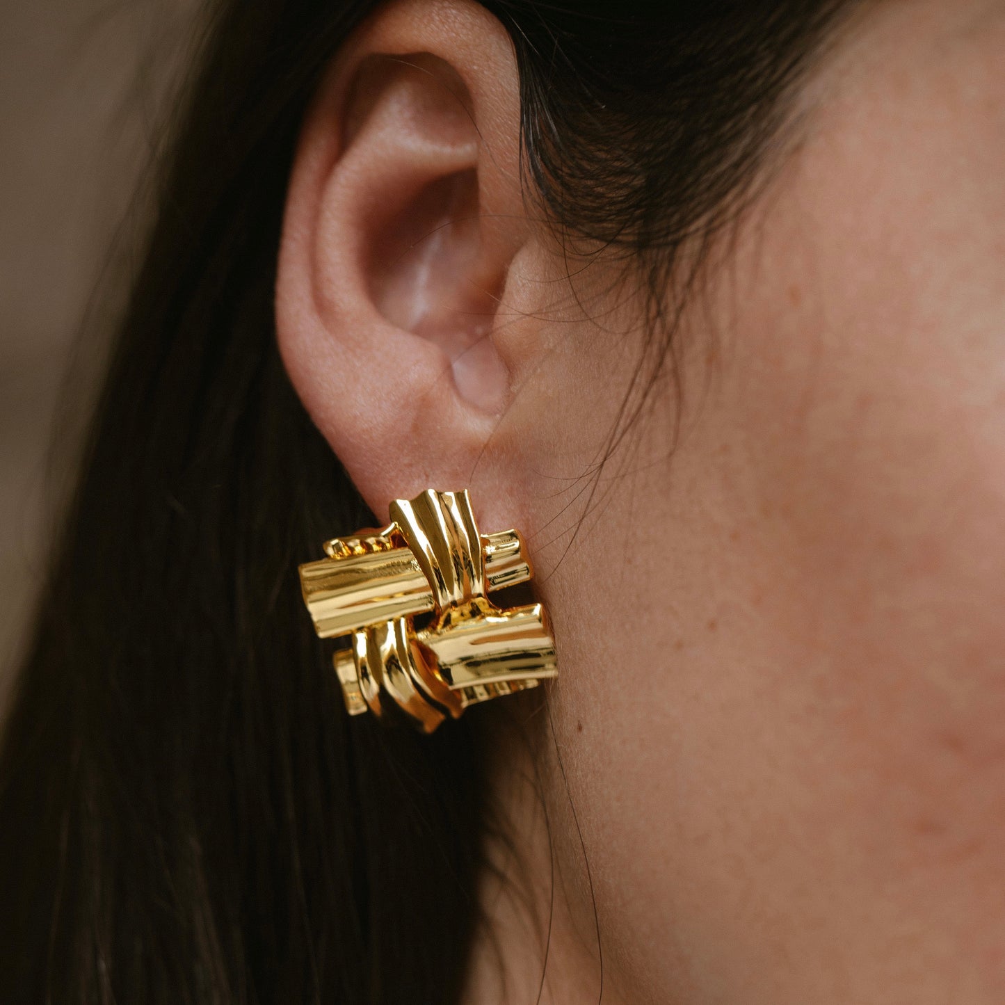 KNOT#2 Gold Vermeil Ear-stud / Pair