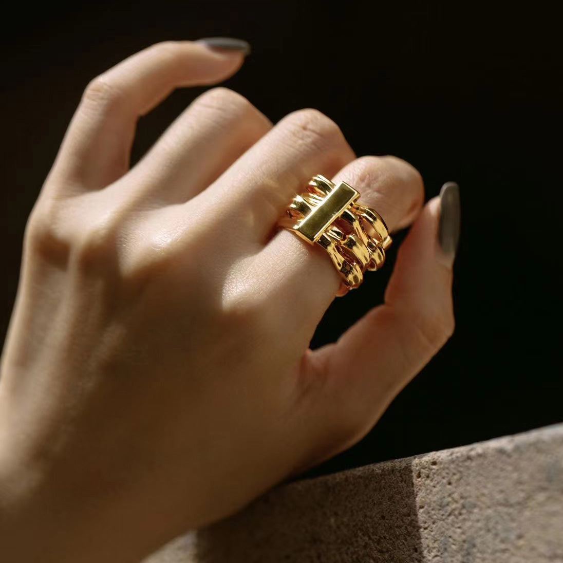 KNOT#8 Gold-Plated Ring