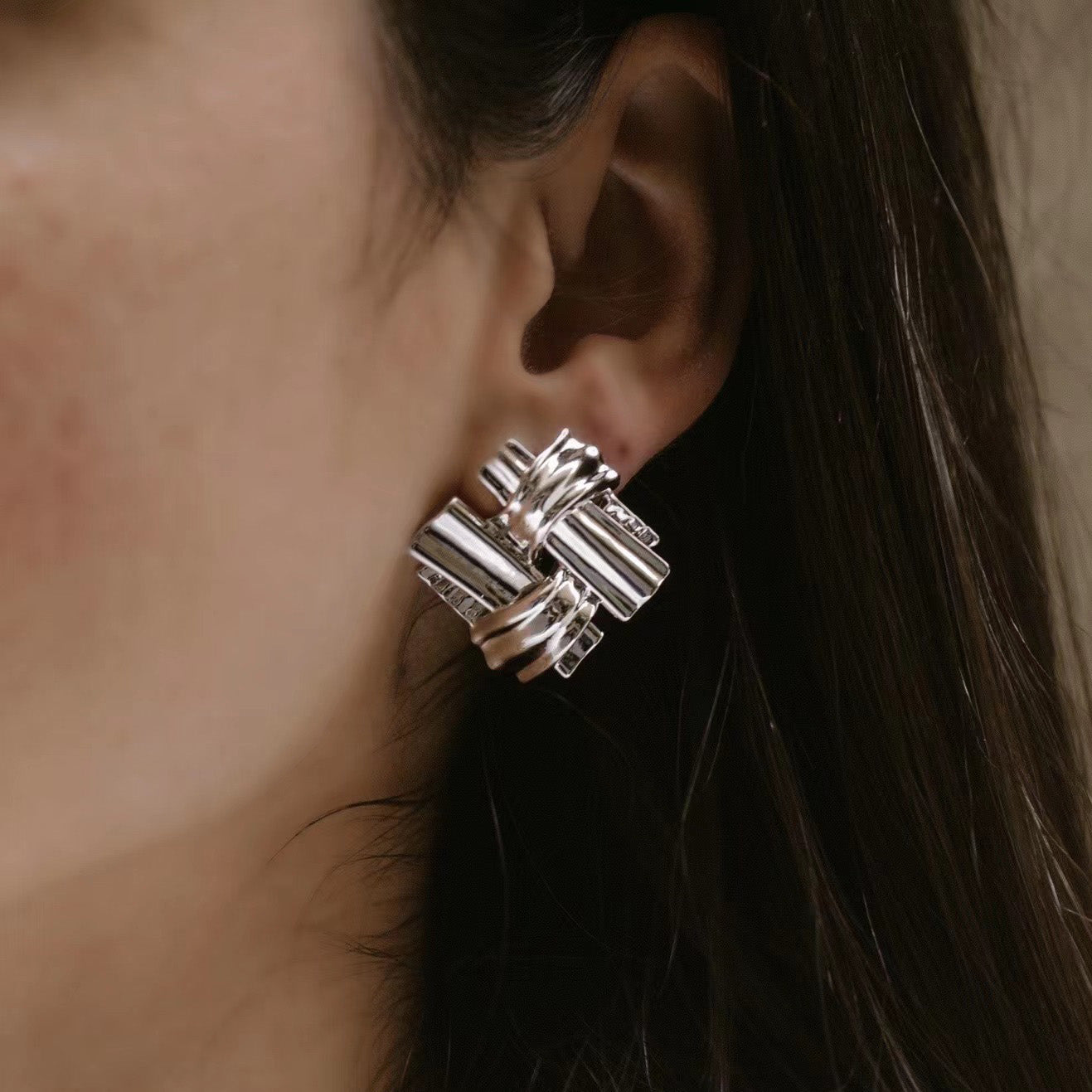 KNOT#2 Gold Vermeil Ear-stud / Pair