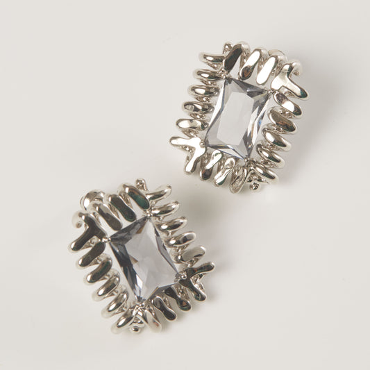 METALWARE #10 Grey Gem Earrings