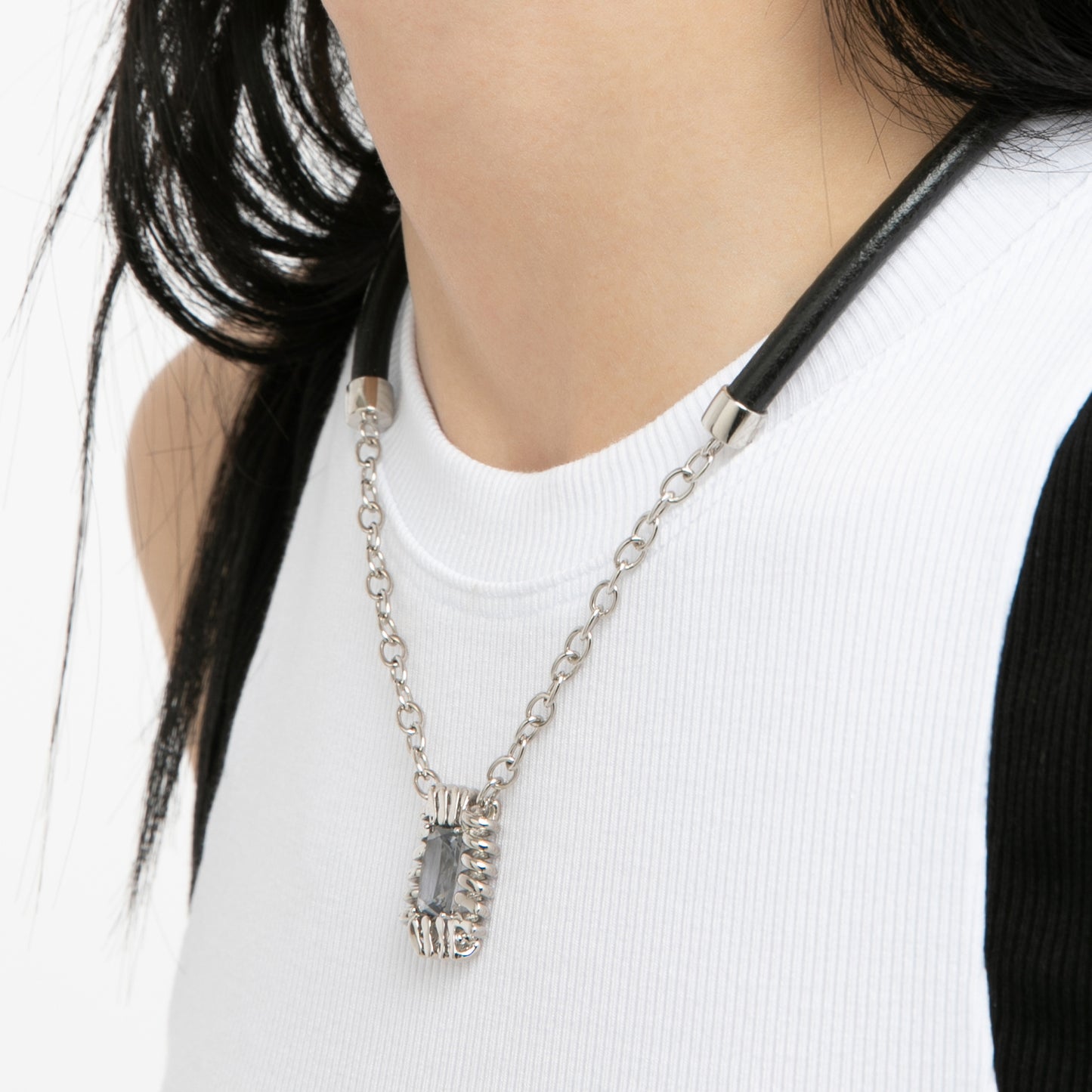METALWARE #09 Grey Gem Necklace