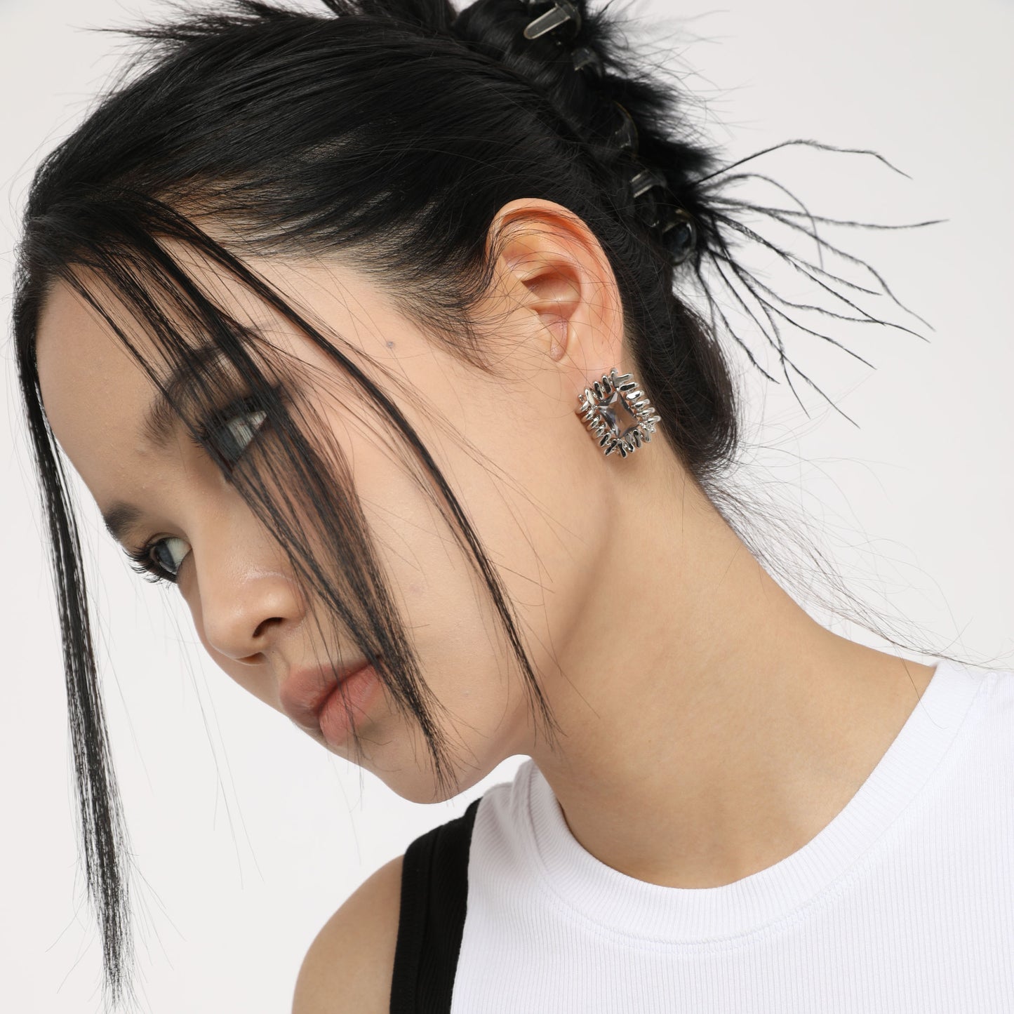 METALWARE #10 Grey Gem Earrings
